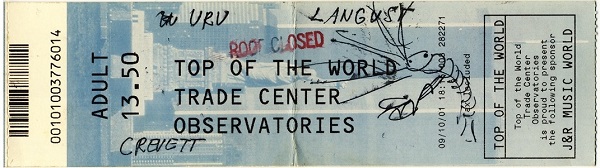 Evan Kuz's September 10, 2001 Observation Ticket 