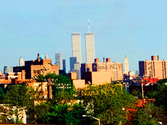 Photograph of Twin Towers I took from my apartment in Crown Heights, Brooklyn, NY, on one summer day in 2000