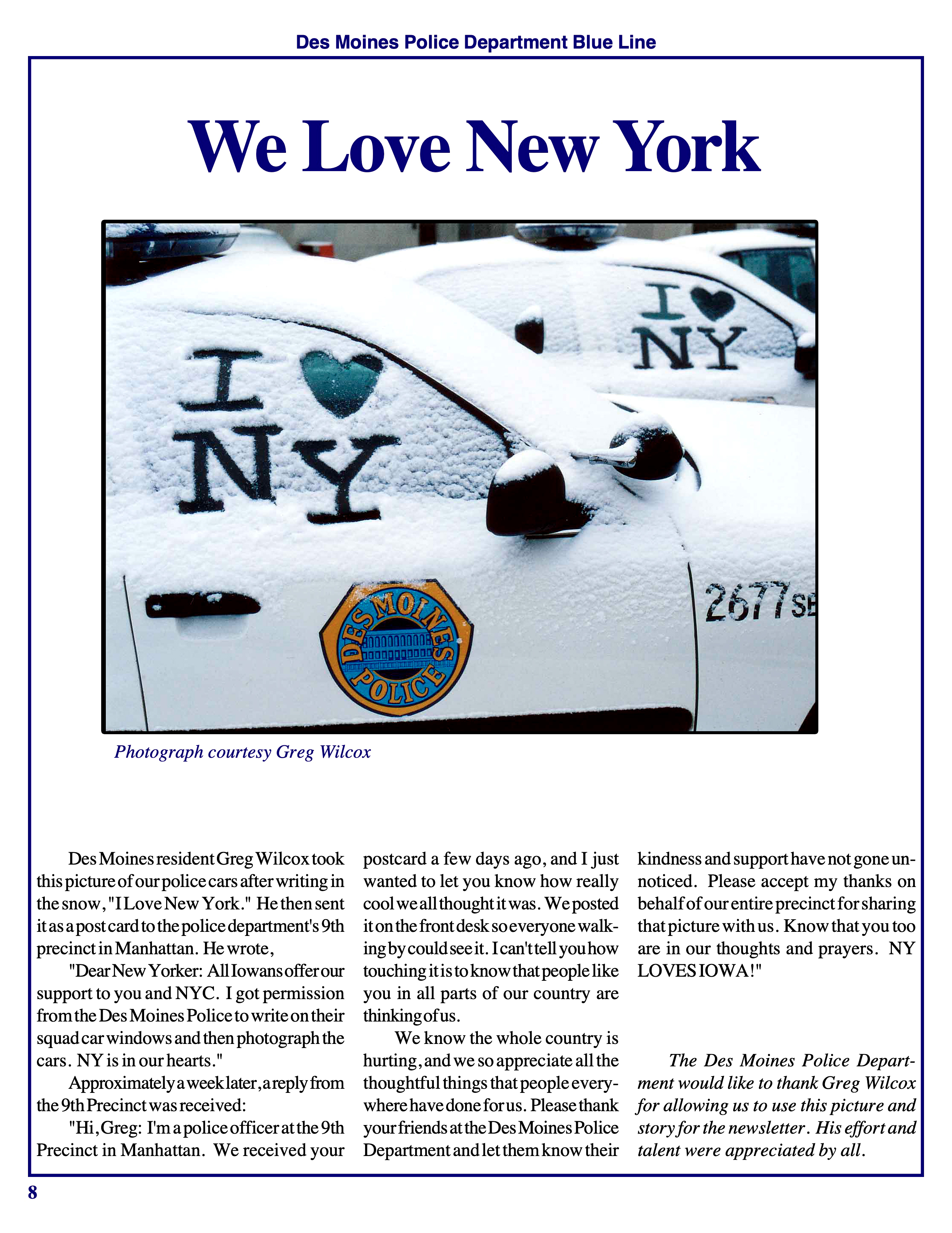 Des Moines Police Loves New York