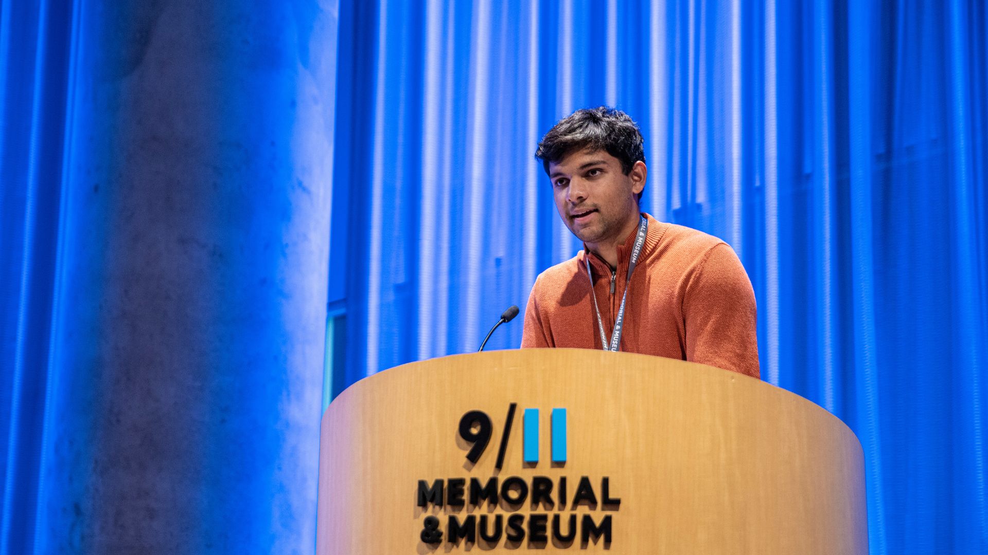 Intern and guest blogger Jack Moses speaks at the Museum