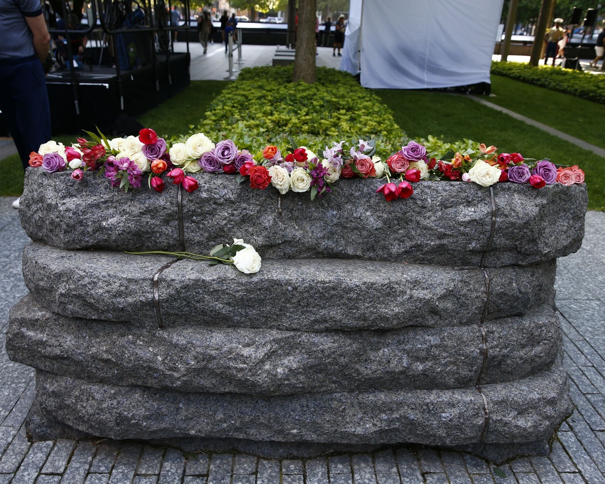 Multi-colored flowers on the Memorial Glade