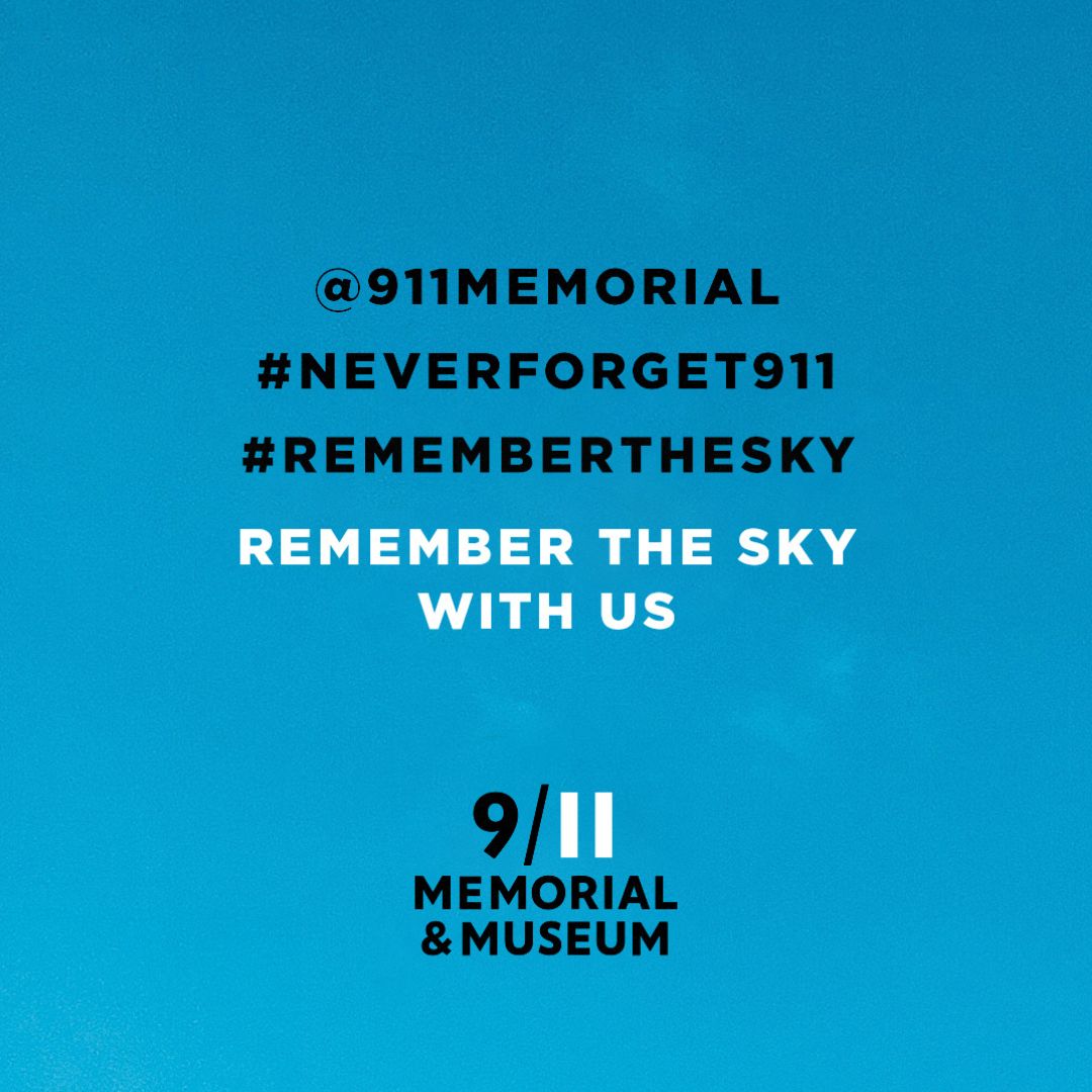 Remember the Sky With Us text on blue background
