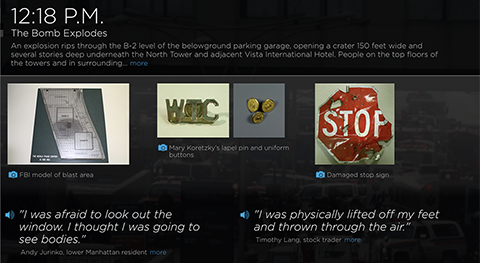 image of the 9/11 Memorial Interactive timeline