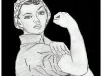 Rosie the Riveter in black and white