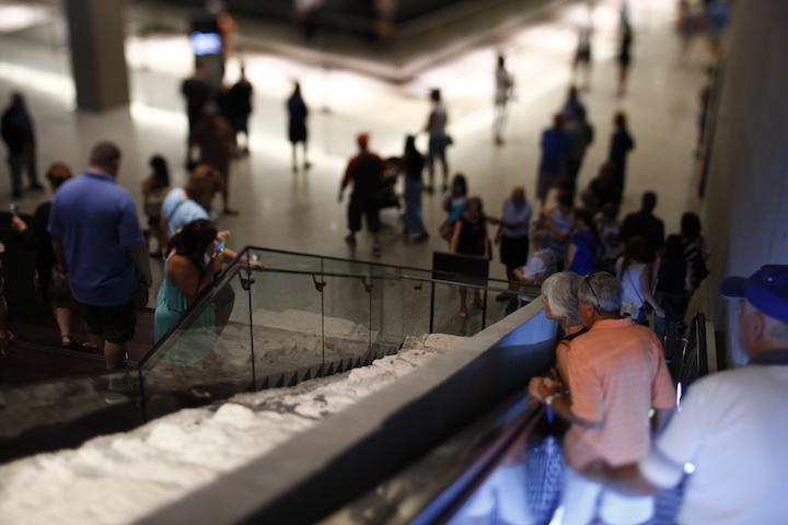 Visitors pass by the Survivors' Stairs as they enter the Museum.